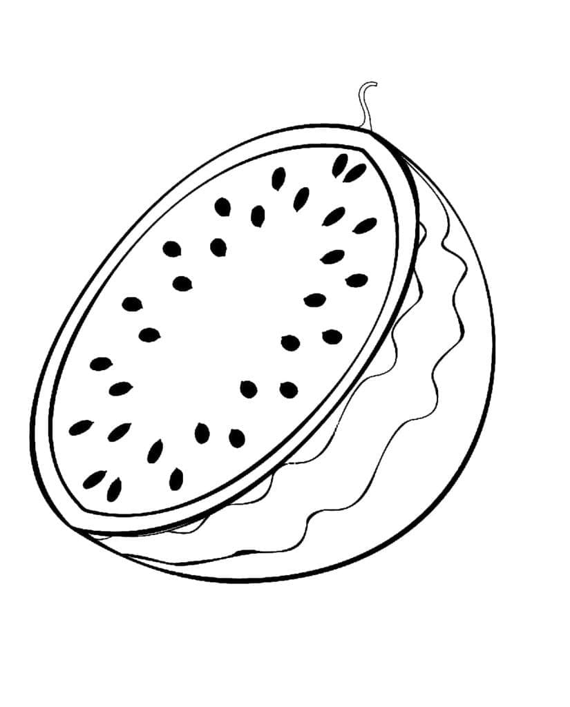 Desenho de Metade de Melancia para Colorir e Pintar
