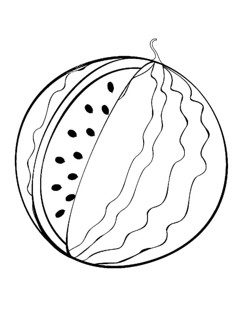 Desenho de uma Melancia Fresca para Colorir e Pintar