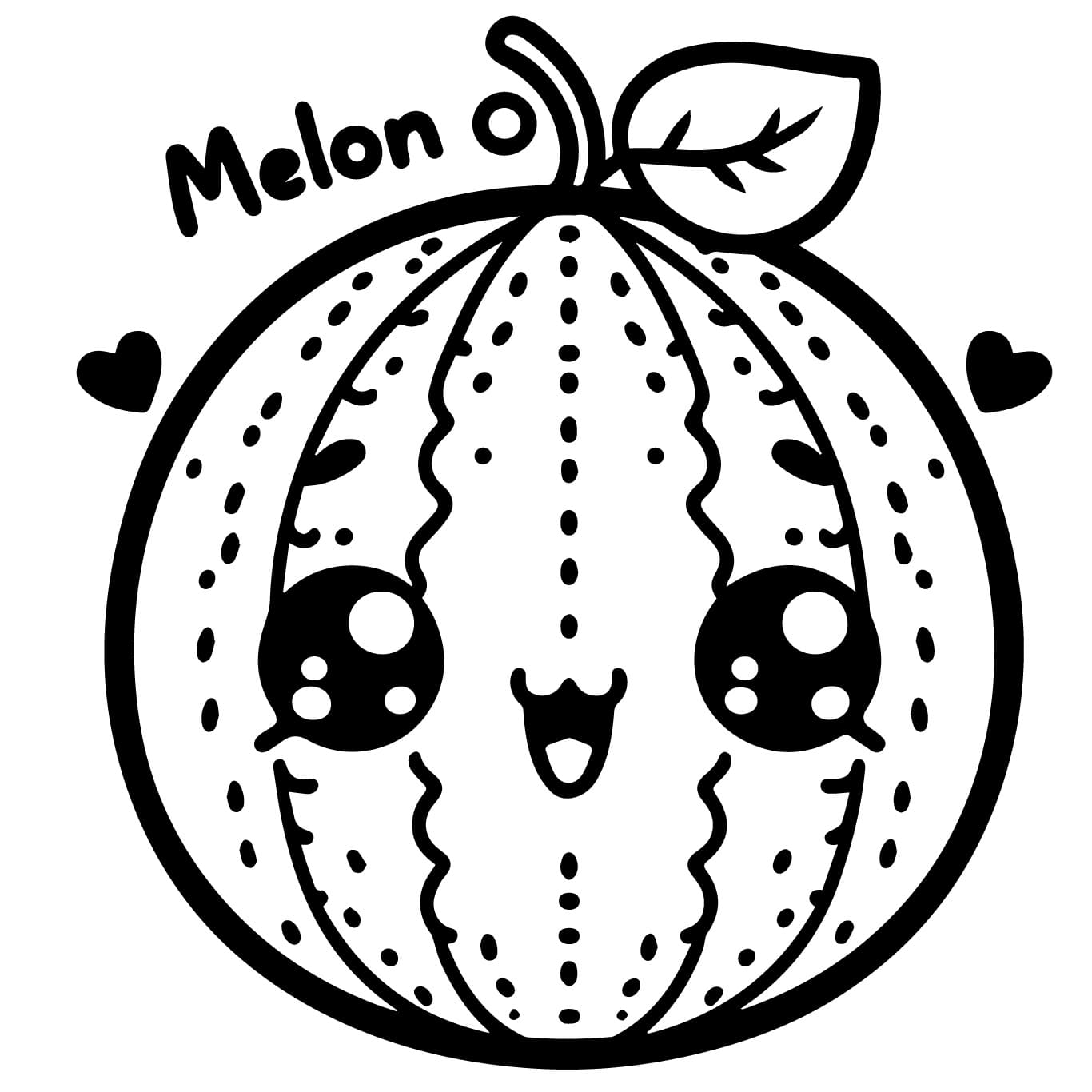 Desenho de Kawaii Melão para Colorir e Pintar