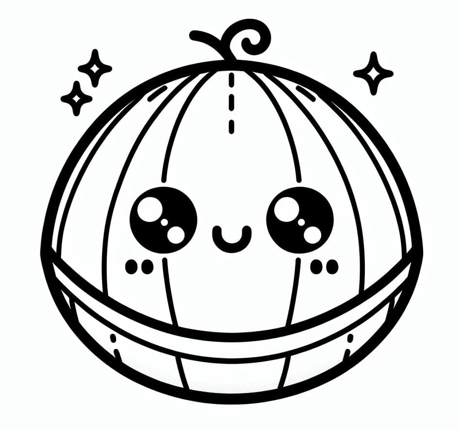 Desenho de Melão Fofo para Colorir e Pintar