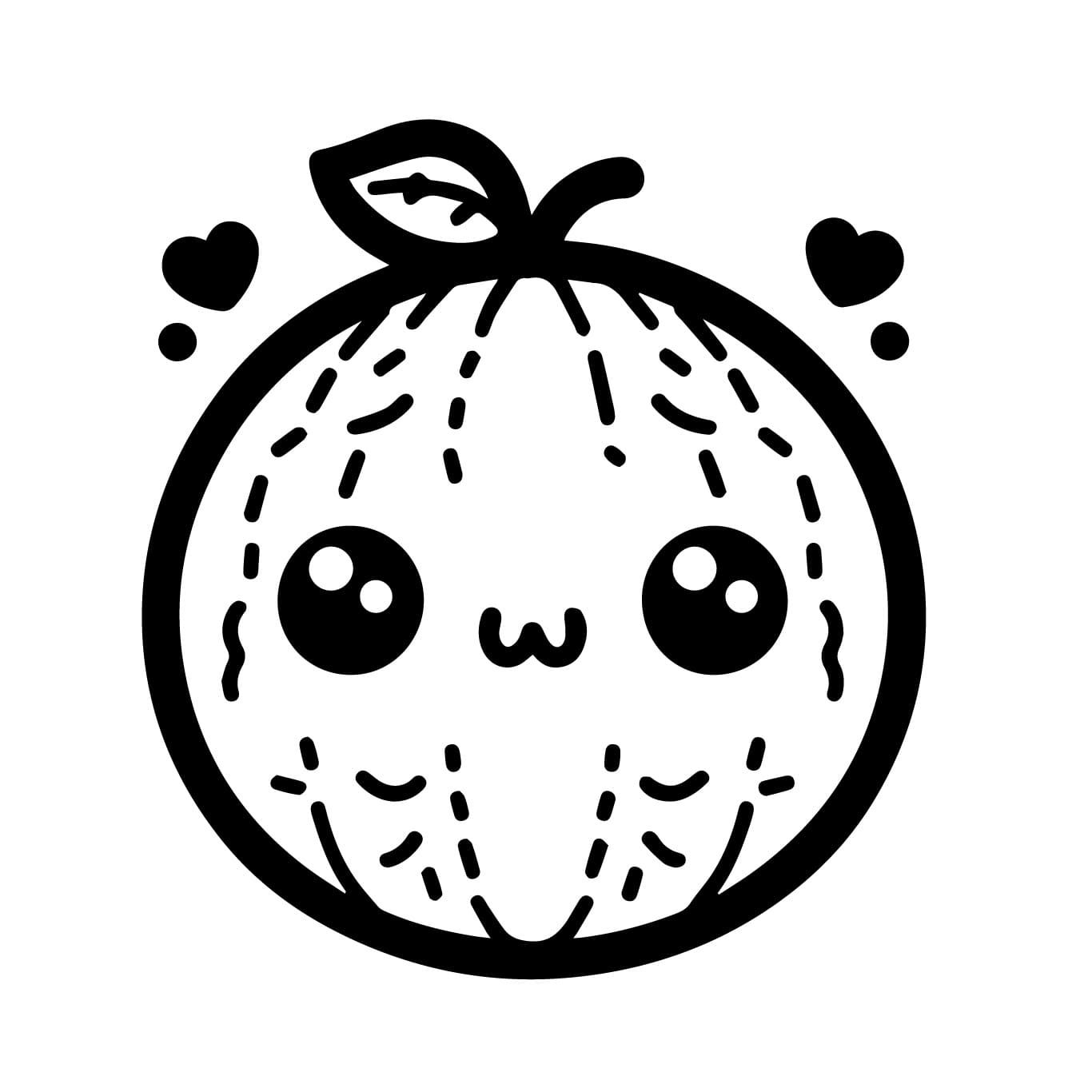 Desenho de Melão Kawaii para Colorir e Pintar