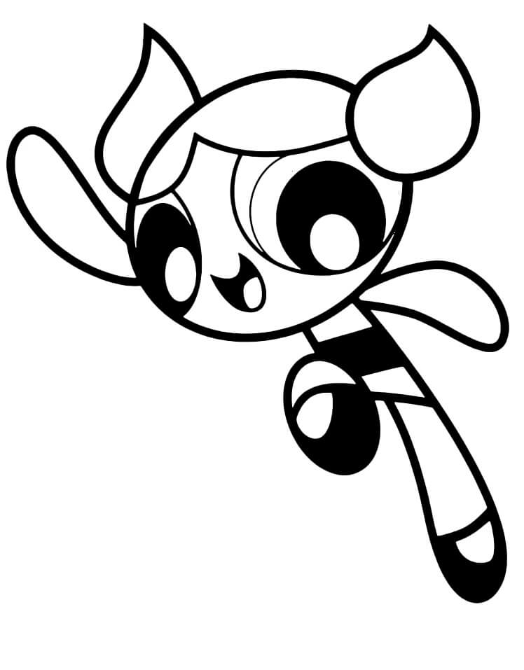 Desenho de Florzinha Meninas Superpoderosas Voando para Colorir e Pintar