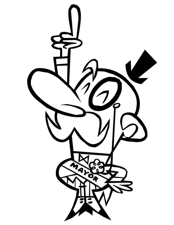 Desenho do Prefeito da Cidade de Meninas Superpoderosas para Colorir e Pintar