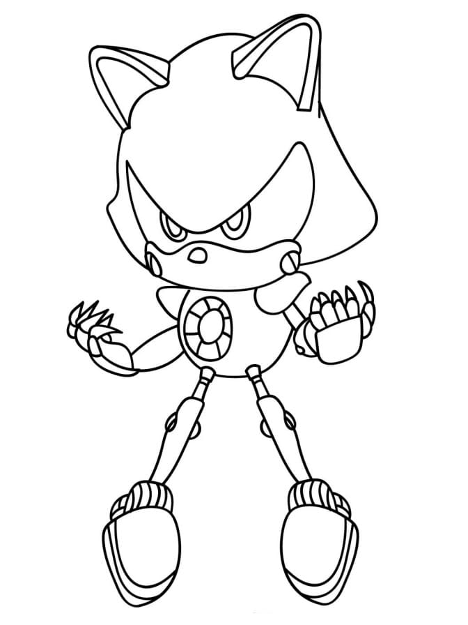 Desenho de Metal Sonic para Imprimir e Pintar com Lápis de Cor