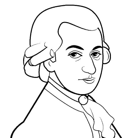Desenho de Cara de Mozart para Colorir e Pintar