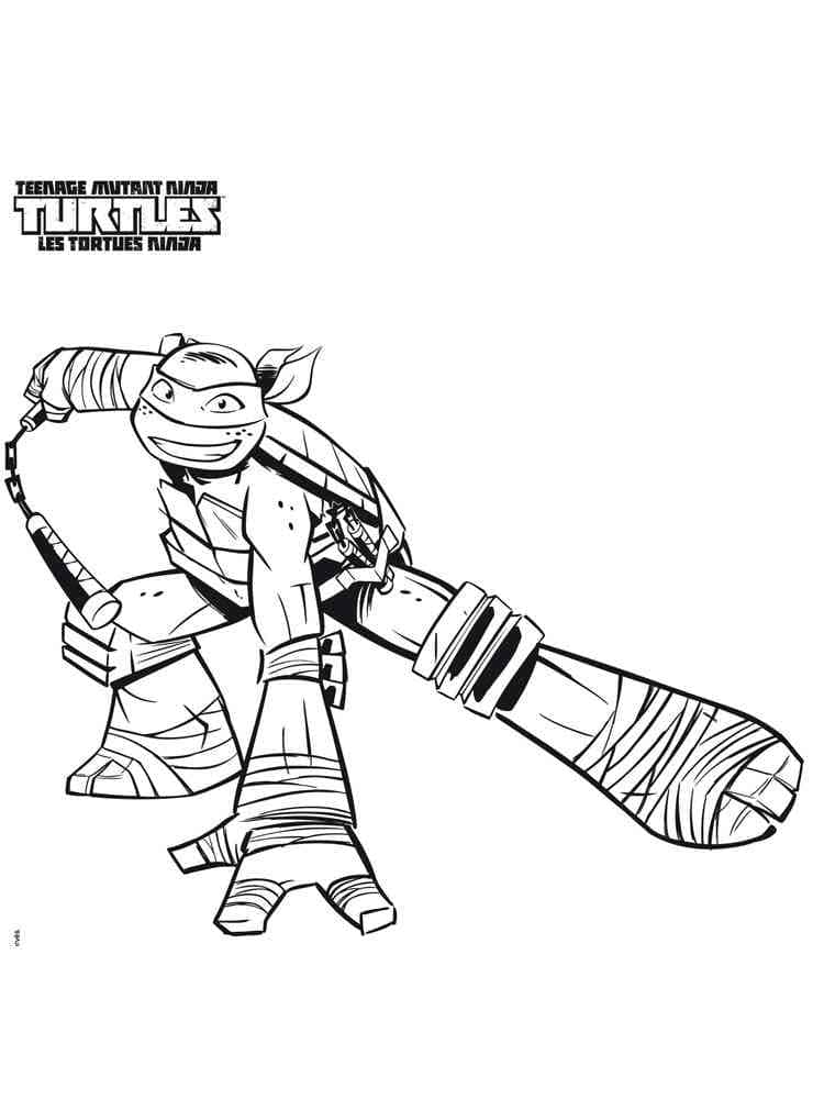 Desenho de Michelangelo Tartarugas Ninjas Animado para Colorir e Pintar