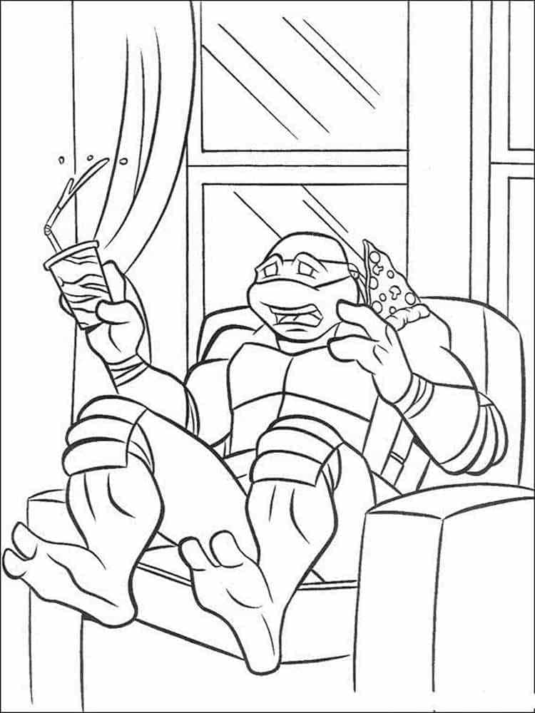 Desenho de Michelangelo Tartarugas Ninjas Engraçado para Colorir e Pintar