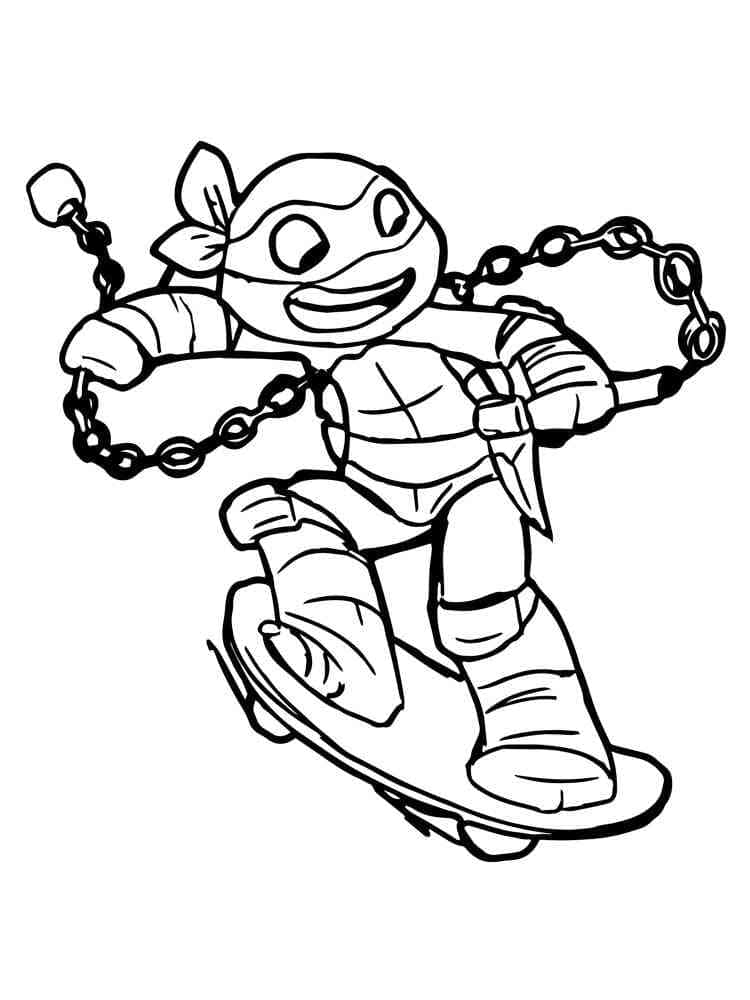 Desenho de Michelangelo Tartarugas Ninjas Fofo para Colorir e Pintar