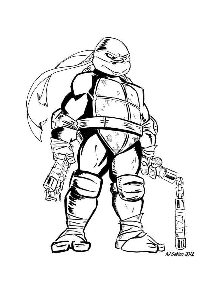 Desenho de Michelangelo Tartarugas Ninjas Grátis para Colorir e Pintar