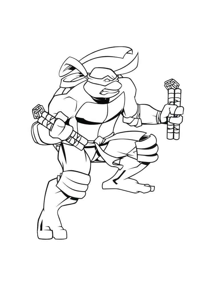 Desenho de Michelangelo Tartarugas Ninjas Irritado para Colorir e Pintar