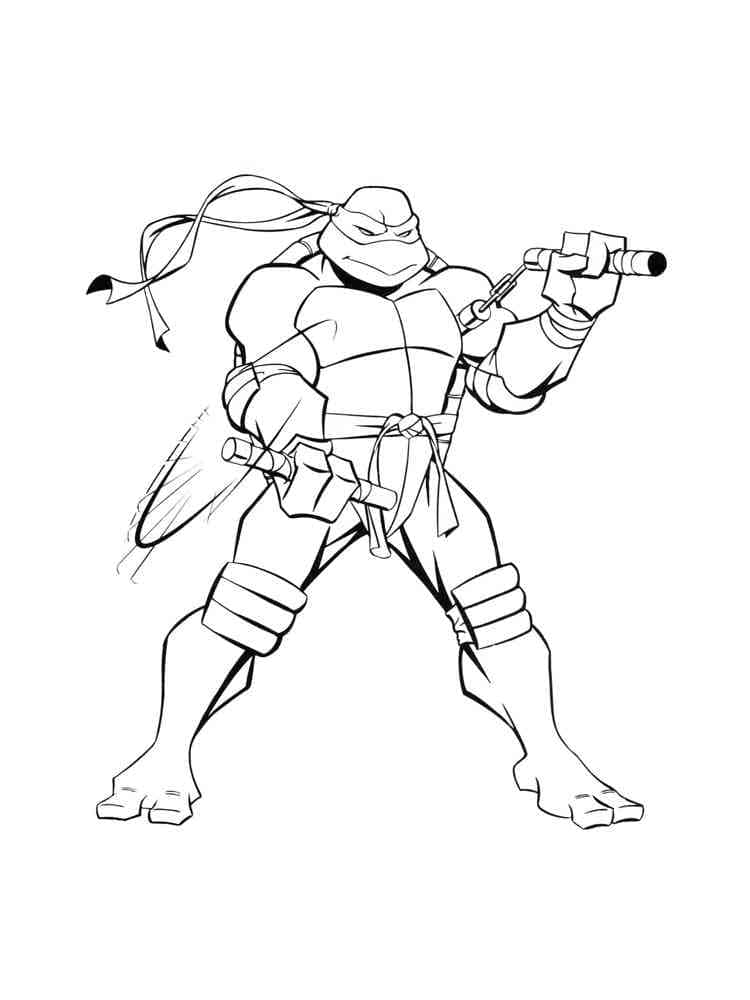 Desenho de Tartarugas Ninjas Michelangelo para Colorir e Pintar