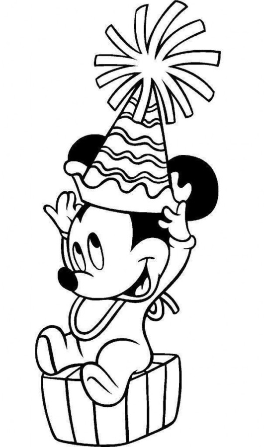Desenho de Aniversário do Mickey Mouse para Colorir em Casa e Pintar