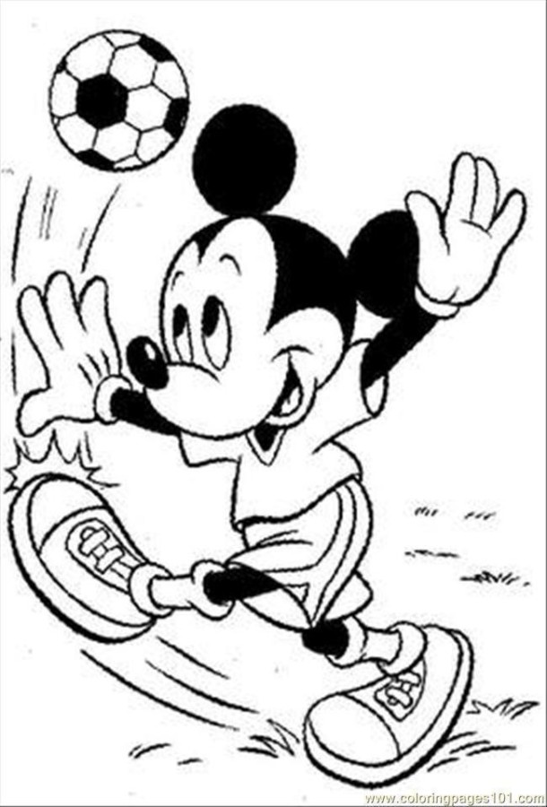 Desenho de Mickey Mouse Jogando Futebol para Colorir Download Pdf e Pintar