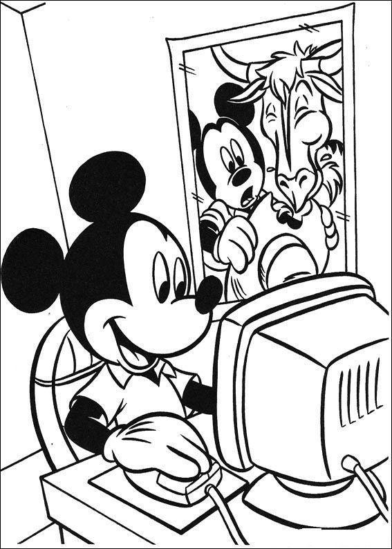 Desenho de Mickey Mouse no Computador para Colorir com Lápis de Cor Download e Pintar