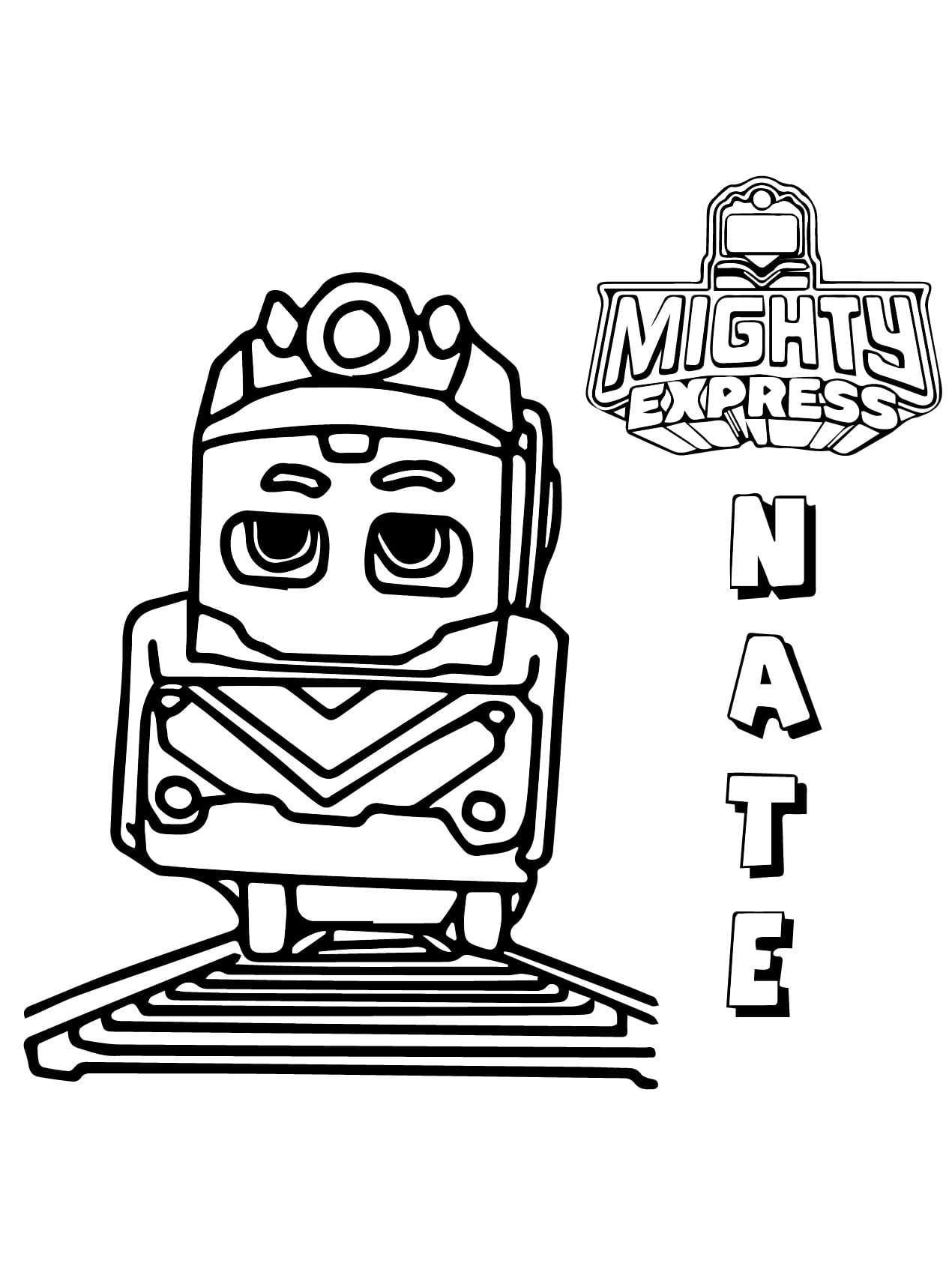 Desenho de Nate Mighty Express para Colorir e Pintar