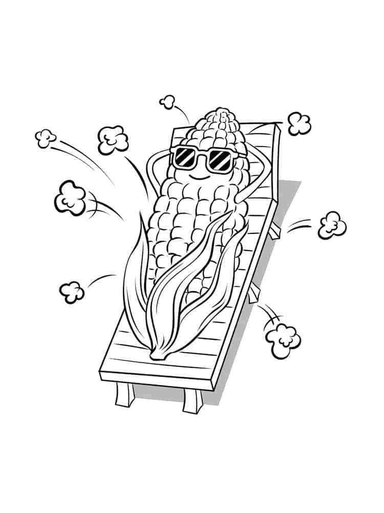 Desenho de Milho Animado para Colorir e Pintar