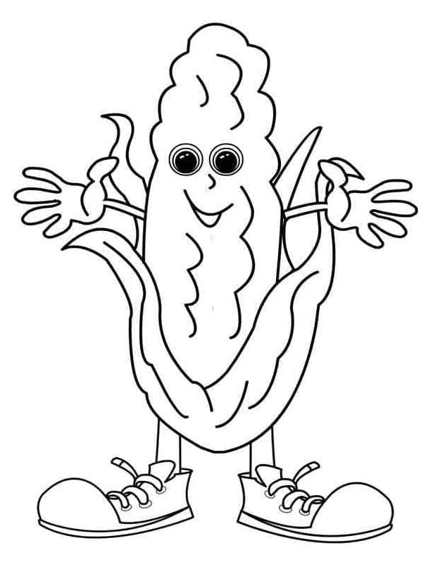 Desenho de Milho Feliz para Colorir e Pintar