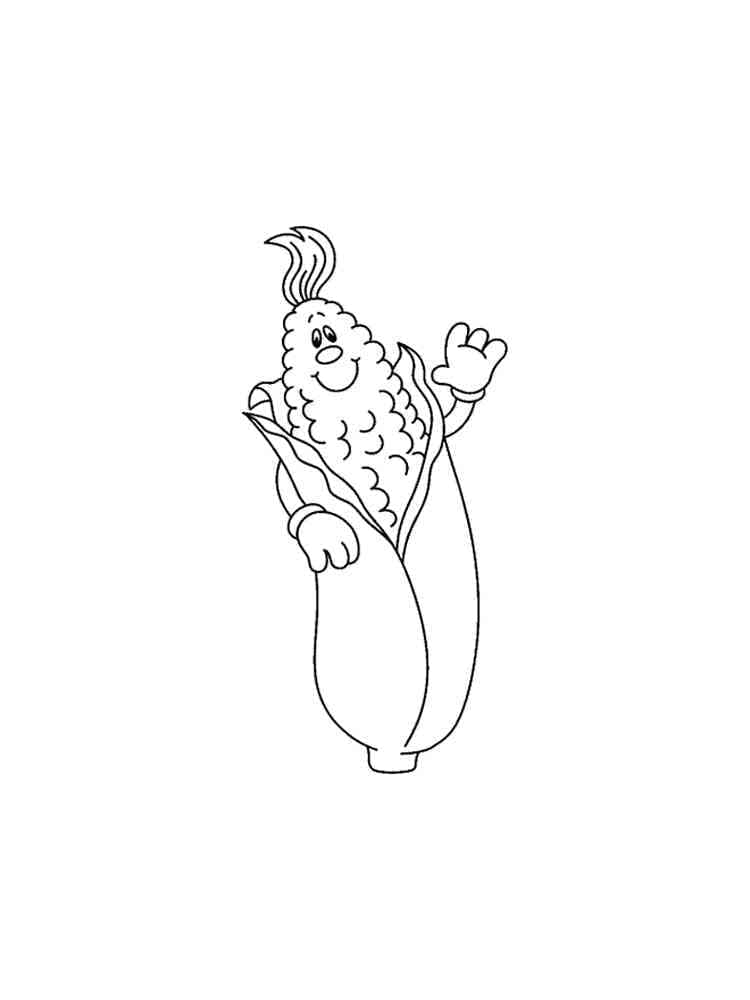 Desenho de Milho Fofo para Colorir e Pintar