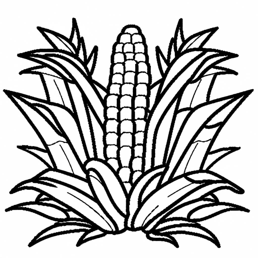 Desenho de Milho para Crianças para Colorir e Pintar