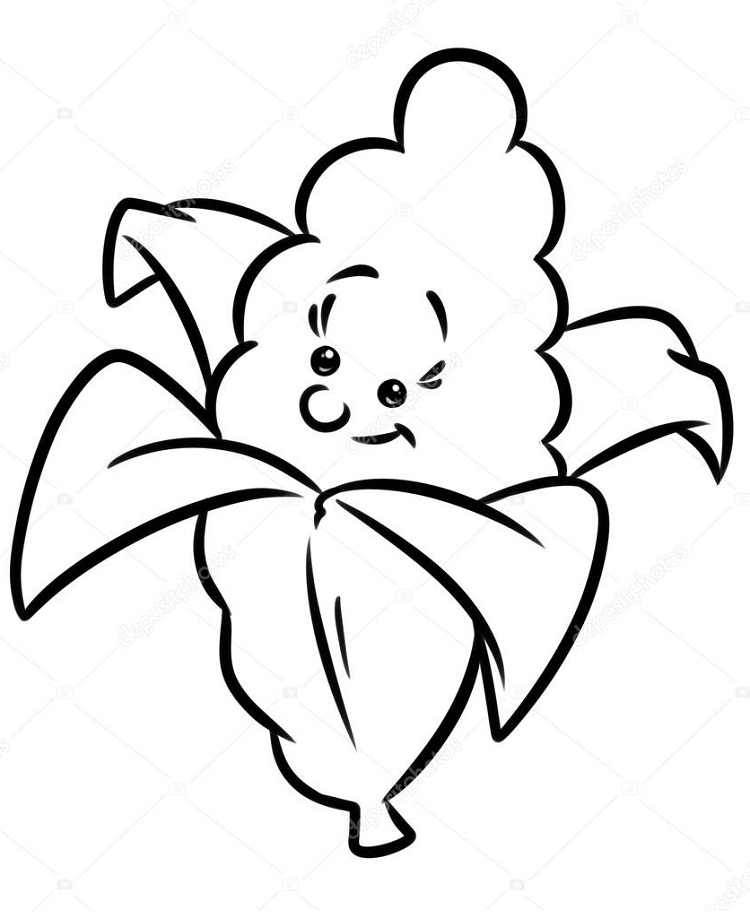 Desenho de Milho para Imprimir e Pintar