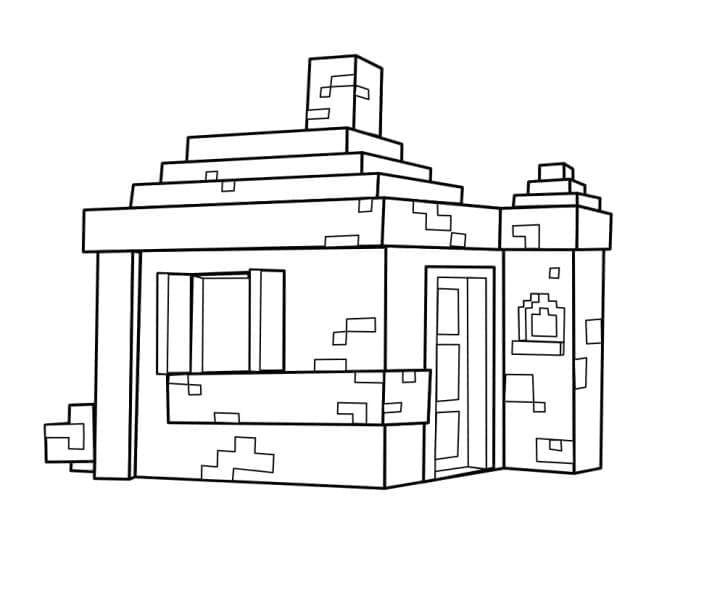 Desenho de Casa Minecraft para Colorir e Pintar