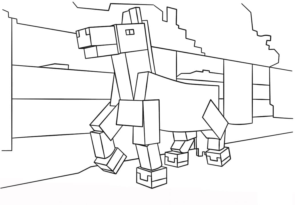 Desenho de Cavalo de Minecraft para Colorir e Pintar