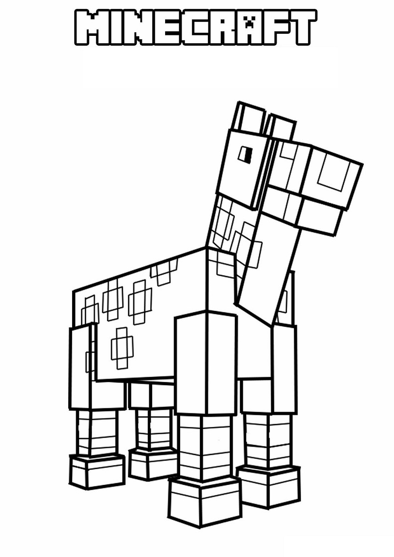 Desenho de Cavalo do Minecraft para Colorir Grátis e Pintar