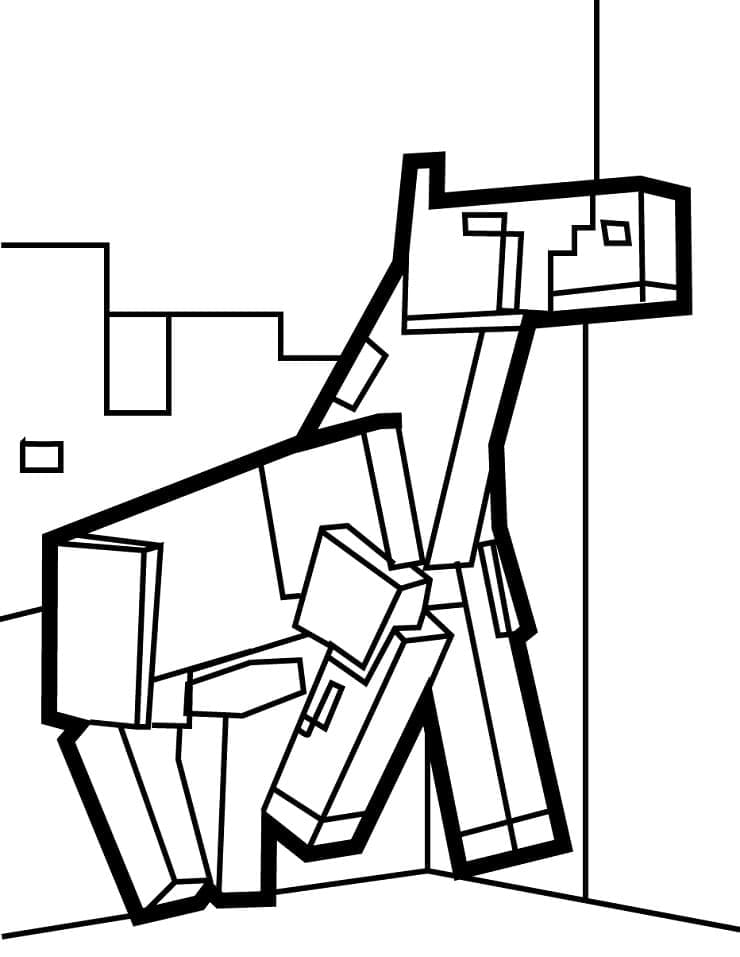 Desenho de Cavalo Minecraft para Colorir e Pintar