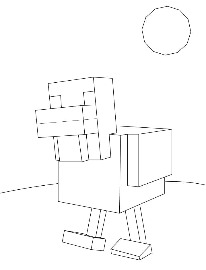 Desenho de Galinha de Minecraft para Colorir e Pintar