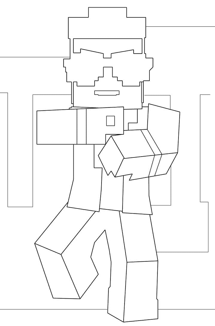 Desenho de Gangnam Style Minecraft para Colorir e Pintar