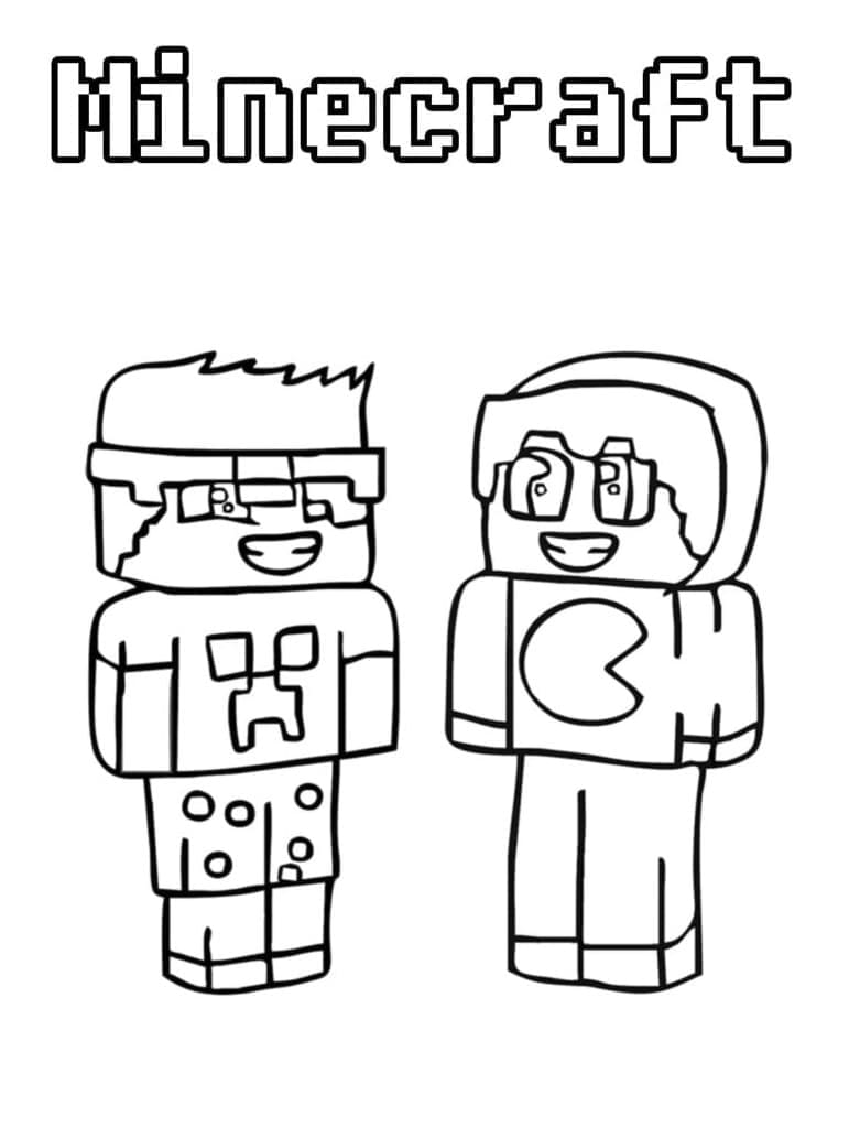 Desenho de Jogadores de Minecraft para Colorir e Pintar
