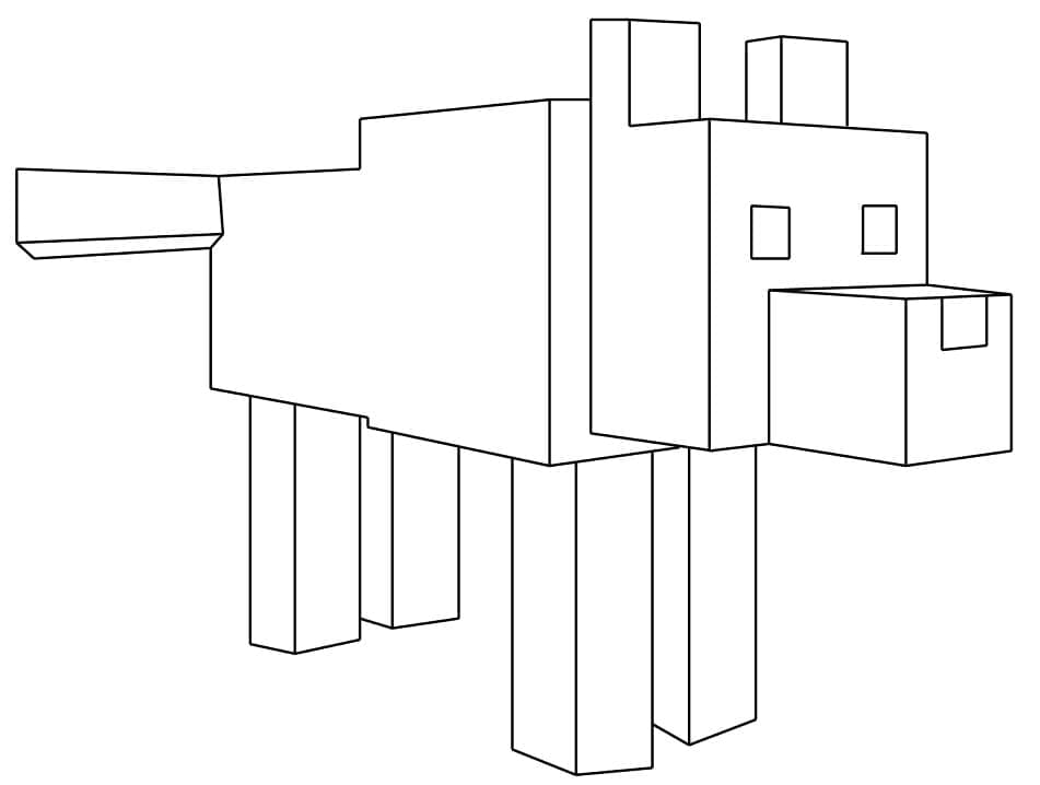 Desenho de Lobo de Minecraft para Colorir e Pintar