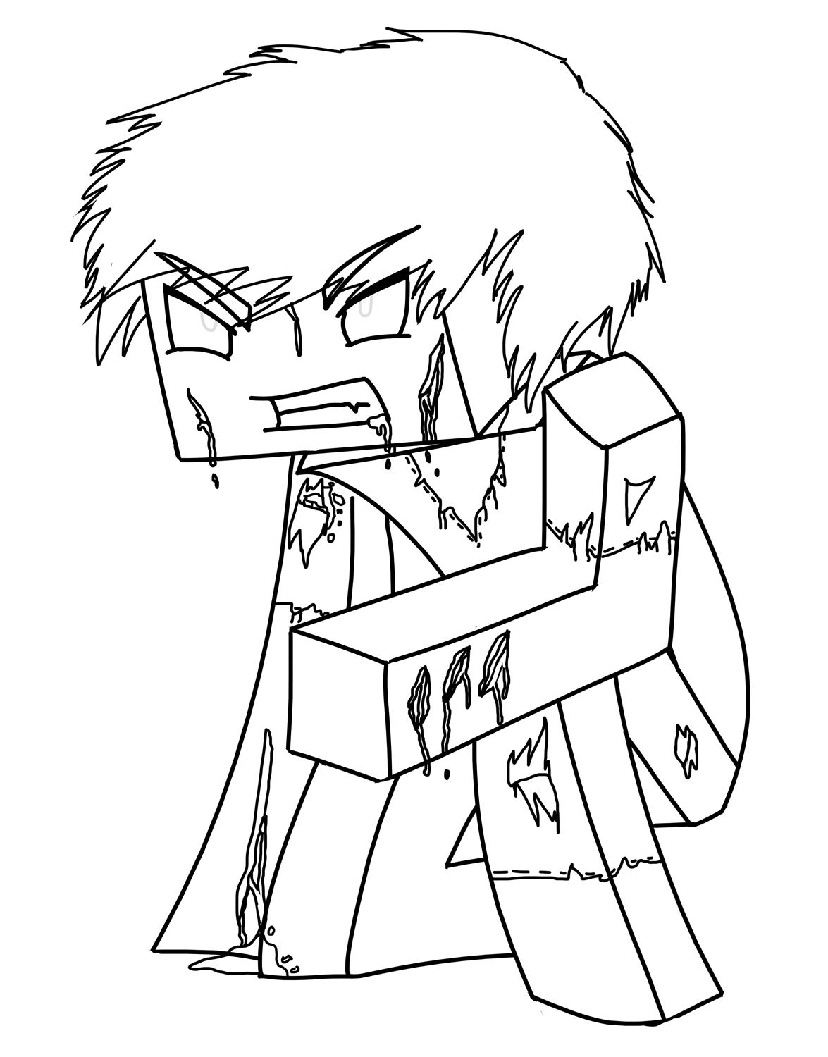Desenho de Minecraft Zumbi para Colorir Grátis e Pintar