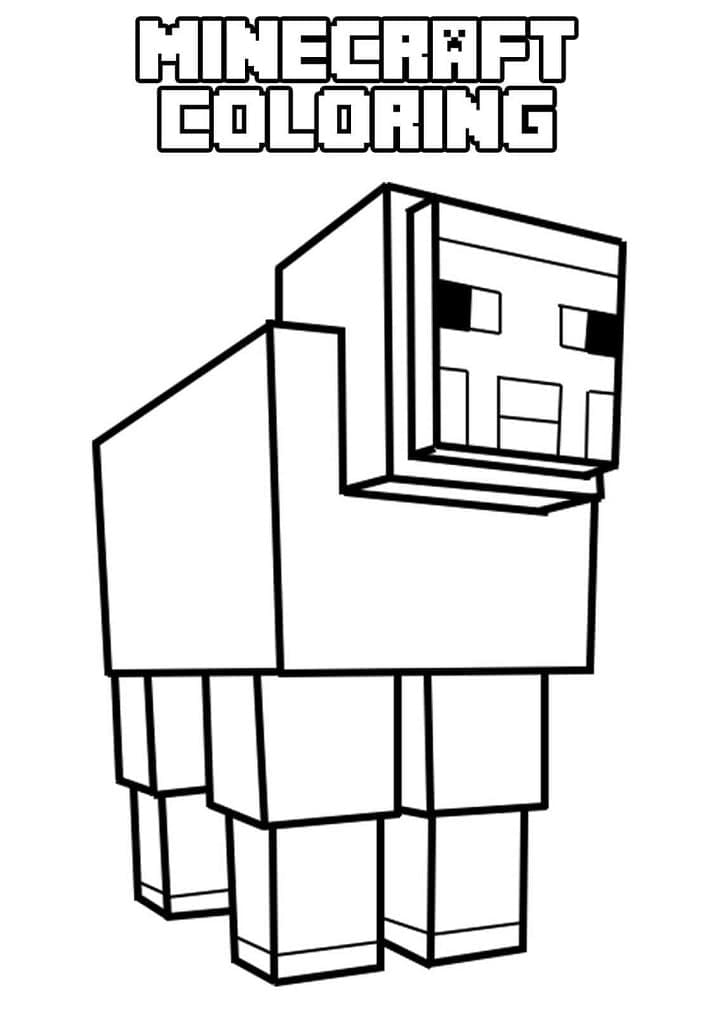 Desenho de Ovelha Minecraft para Colorir e Pintar