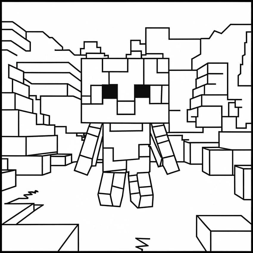 Desenho de Pequeno Jogador de Minecraft para Colorir e Pintar