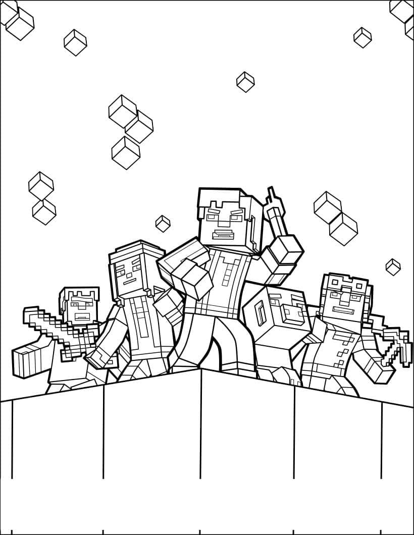 Desenho de Personagens em Minecraft para Colorir e Pintar