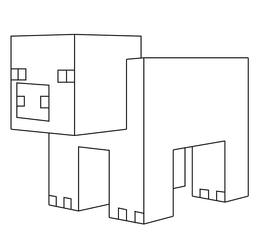 Desenho de Porco Minecraft para Colorir e Pintar