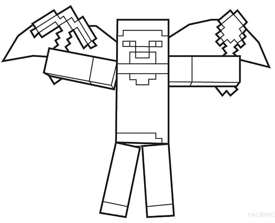 Desenho de Steve de Minecraft para Colorir e Pintar