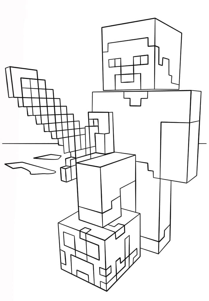 Desenho de Steve Minecraft para Colorir e Pintar
