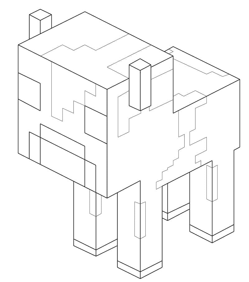 Desenho de Vaca de Minecraft para Colorir e Pintar
