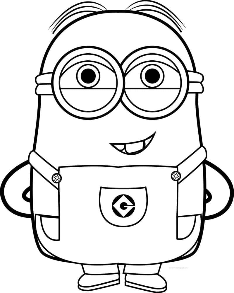 Desenho de Bob Minion Fofo para Colorir e Pintar