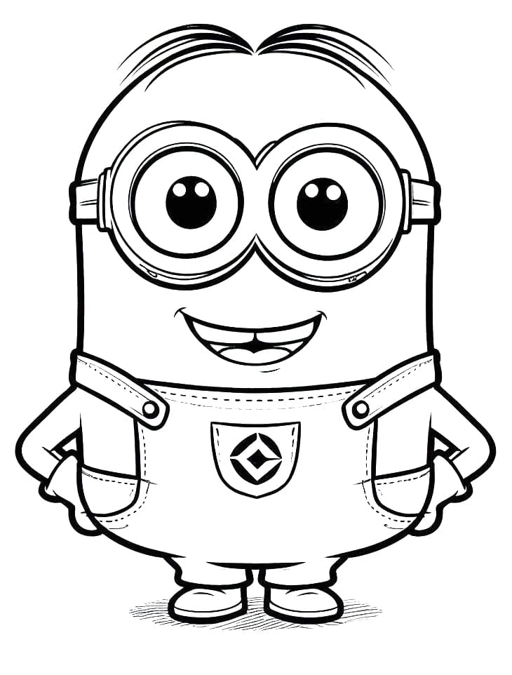 Desenho de Minion Alegre para Colorir e Pintar
