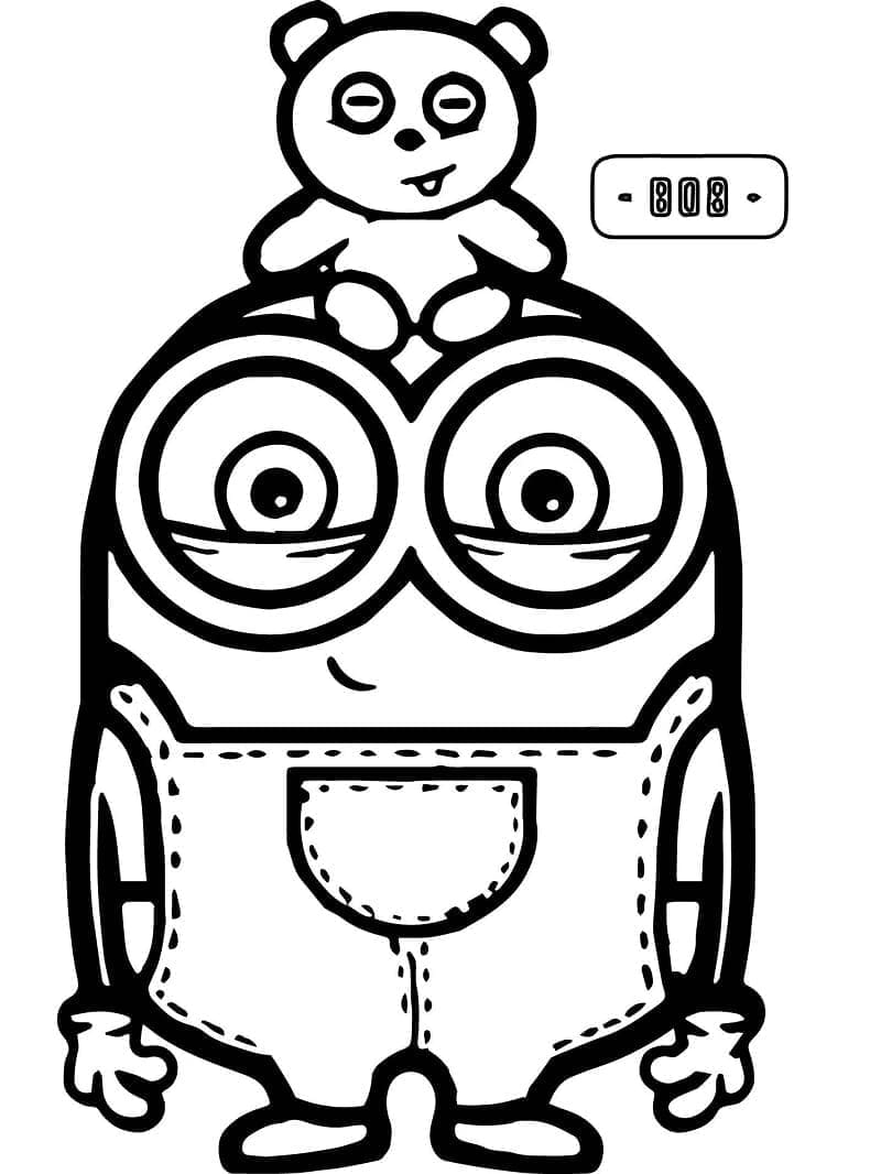Desenho de Minion Bob Adorável para Colorir e Pintar
