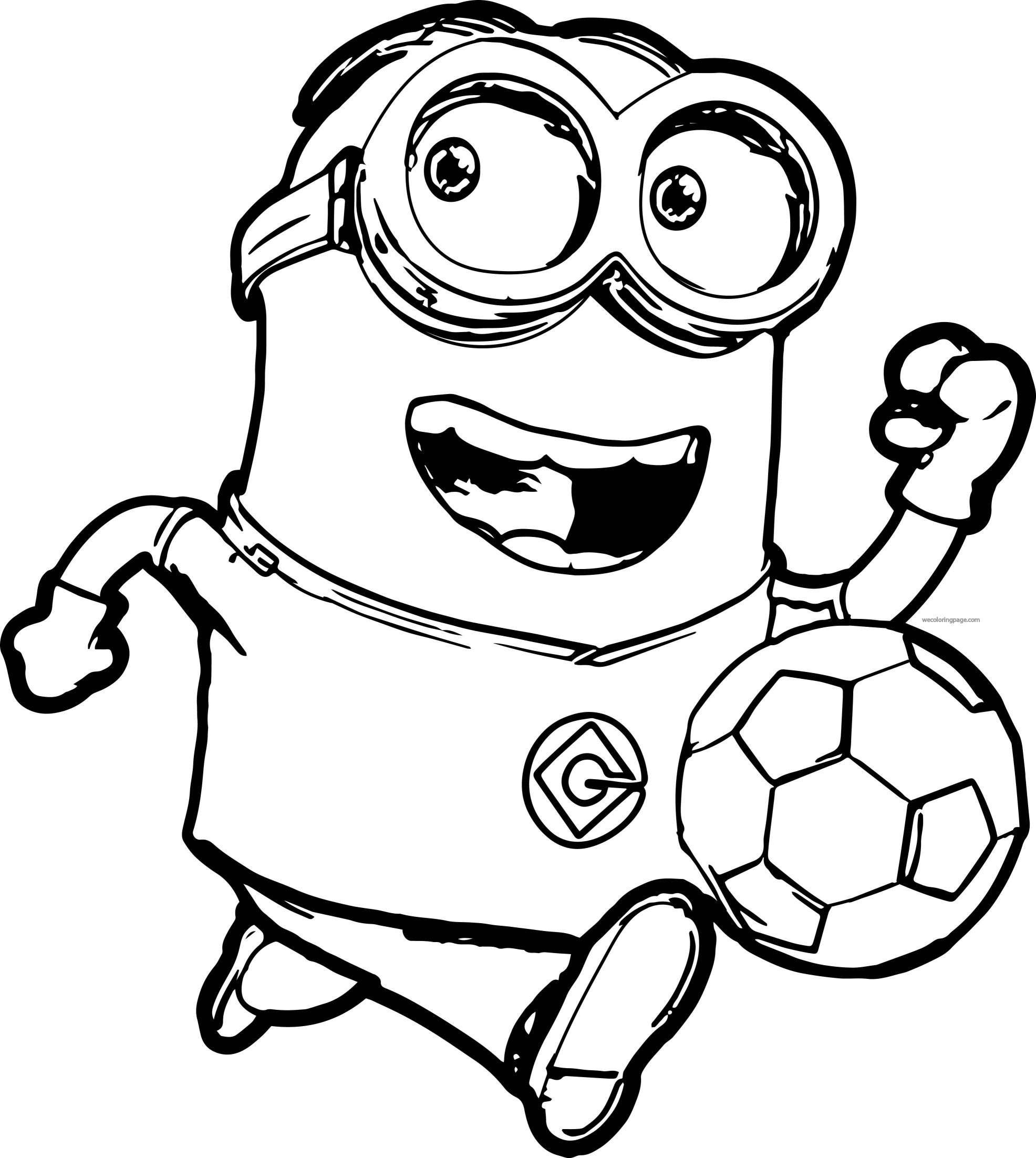Desenho de Minion Jogando Futebol para Colorir Pdf e Pintar