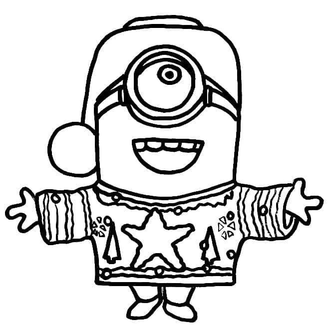 Desenho de Minion no Natal para Colorir e Pintar