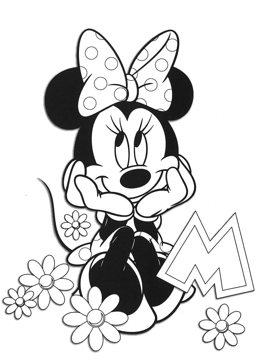Desenho de Linda Minnie Mouse para Colorir e Pintar