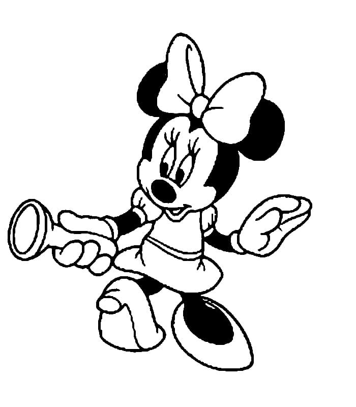 Desenho de Minnie Mouse com Lanterna para Colorir e Pintar