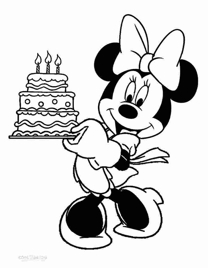 Desenho de Minnie Mouse Festa de Aniversário para Colorir e Pintar