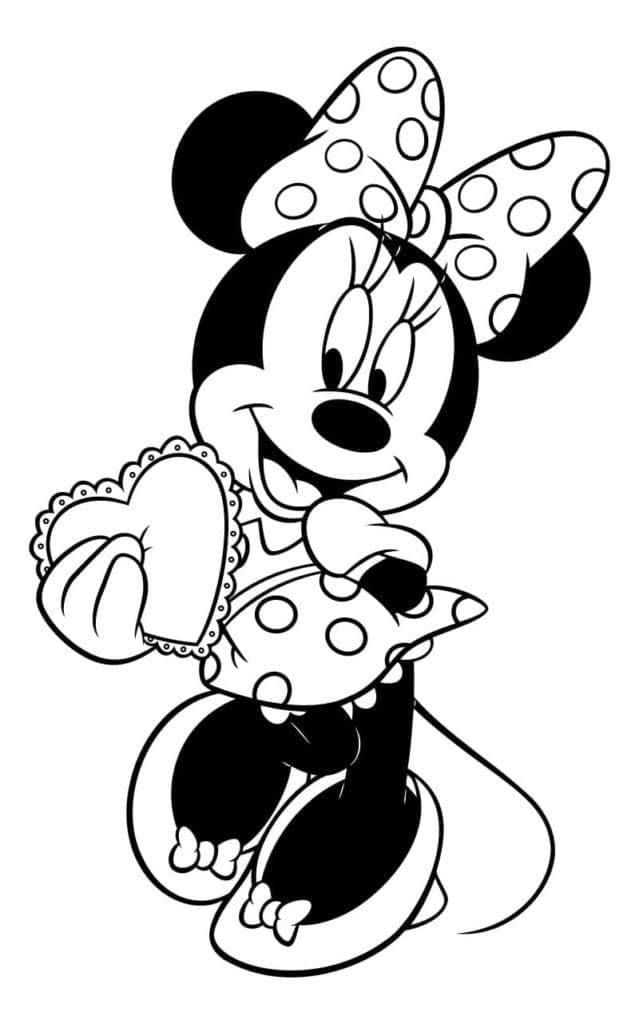 Desenho de Minnie Mouse no Dia dos Namorados para Colorir e Pintar