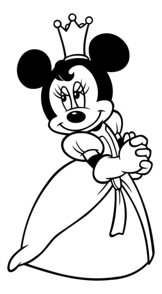 Desenho de Princesa Minnie Mouse para Colorir e Pintar